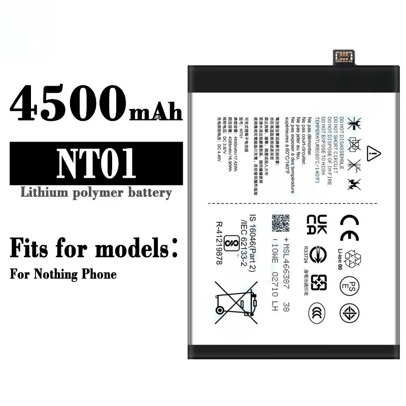 Nt01 3.87v 4500mah para nada telefone 1 substituição de alta capacidade bateria recarregável recém-atualizada do telefone móvel