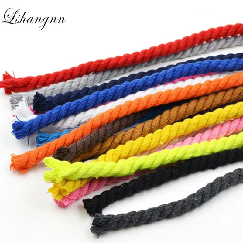 100% Cotton 10 Meters 3 Shares Twisted Cotton Cords 8mm DIY Craft Decoration Cotton Rope For Bag Belt Sewing Accessories Craft