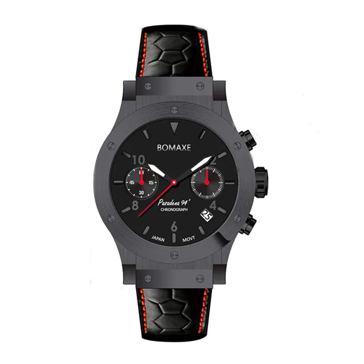 핫세일 모시나이트 다이아몬드 캐주얼 남성 시계 그린 컬러 BOMAXE SA6059 스테인리스 스틸 정품 가죽 쿼츠 손목시계