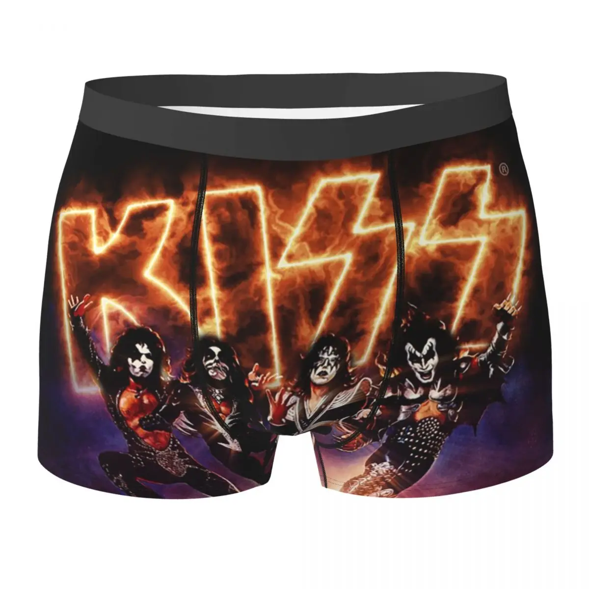 

Boxer Underpants Shorts Kiss The Band Destroyer Fire Logo Panties Men Soft Underwear for Homme Man Boyfriend Gifts