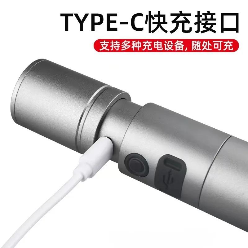 New multifunctional led flashlight white laser light super bright outdoor portable rechargeable high power aluminum alloy light