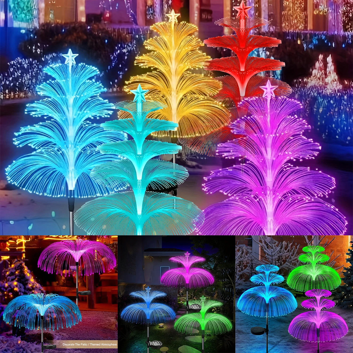 

1Pcs Multi-layer LED solar jellyfish light, 7 modes, outdoor garden decorative light, courtyard landscape light, holiday gift