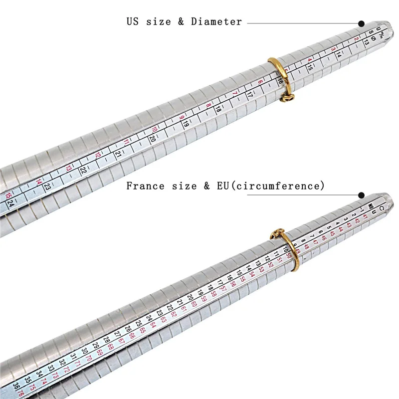 AOAO-2X مجموعة أدوات قياس حجم الحلقة بما في ذلك حلقة مغزل حلقة معدنية مجموعة قياس الحجم مطرقة مطرقة مطرقة النسخة الأمريكية