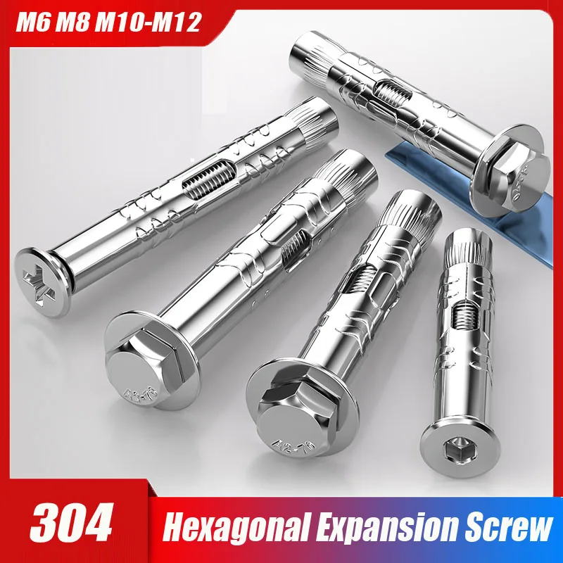 

304 Stainless Steel Hexagonal Expansion Screw Countersunk Round Head Internal Cup Head Hexagon Expansion Bolt M6 M8 M10 M12(Kit)