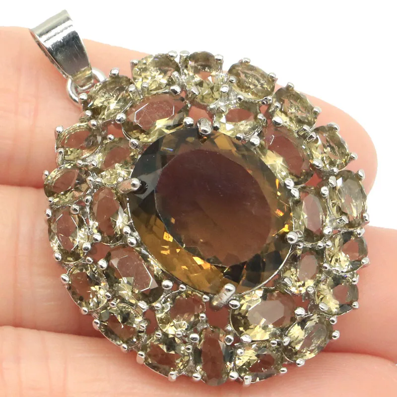 Buy 5 Get 1 Free 45x33mm Hot Sell 10g Big Size Smokey Topaz Iolite Red Ruby Rhodolite Garnet Purple Spinel Silver Pendant