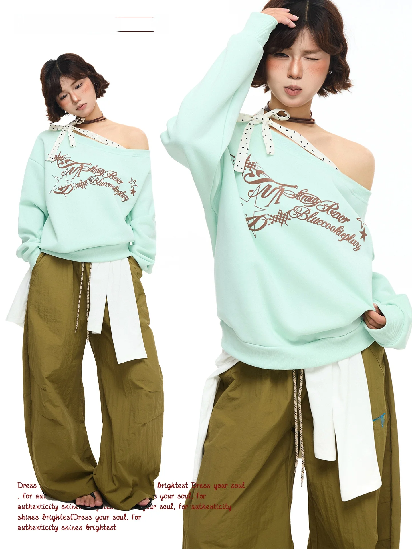 

Футболка с длинным рукавом Chen Zhanlao Store Design, женская, облегающая, с открытыми плечами, мятно-зеленая, базовая модель