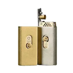 Rare Upward Slide Fuel Lighter Automatic Ignition Gasoline Smoking Lighter Brass Inner&Zinc Alloy Shell New Design Men Gift