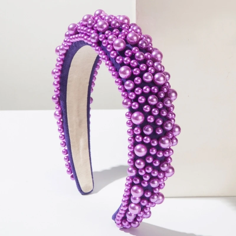  Elegant Headband Baroque Handmade Beaded Fashion Sponge Pearls Hairband Ornament