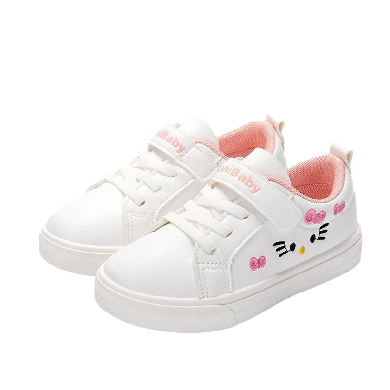 2023 Children's Little White Shoes Girls' Student Flat Bottom Casual Sports Shoes Low Top Spring Korean Plate Shoes