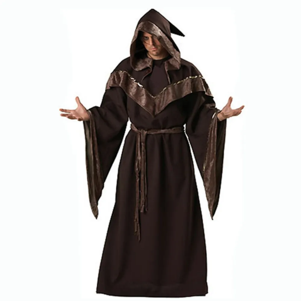 Men's Grim Reaper Costume Death Hooded Robe Phantom Halloween Cosplay Party Fancy Dress Up Set