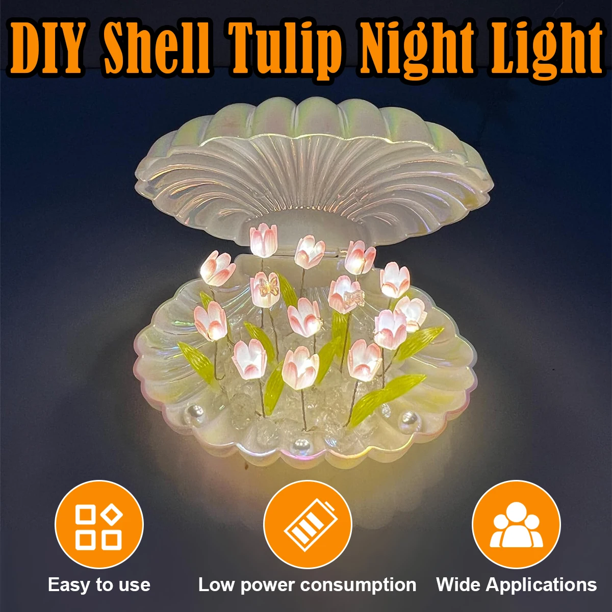 Diy Tulip Night Lamp Handmade Flower Lamp Led Operated Shape Light Nightlight Birthday Christmas Battery Valentine's 13/20floral