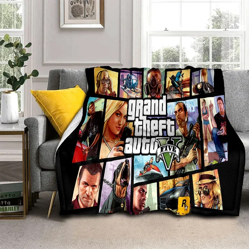 3D GTA  Grand Theft Auto Games Gamer Blanket,Soft Throw Blanket for Home Bedroom Bed Sofa Picnic Travel Office Cover Blanket Kid