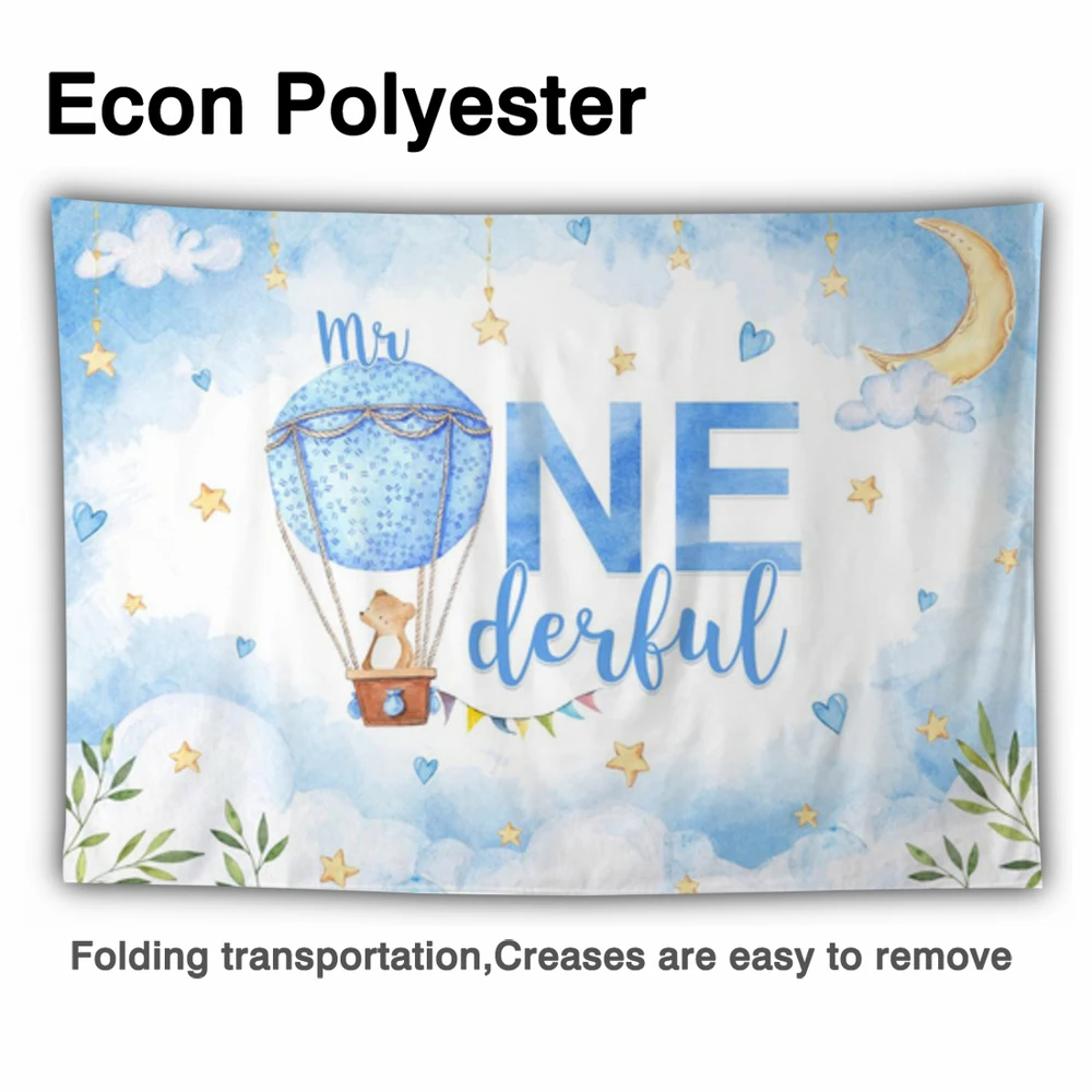 Funnytree Onederful 1st Geburtstag Party Blue Boy Hintergrund Baby Dusche Himmel Heißer Luft Ballon Wolke Sterne Mond Photo Hintergrund