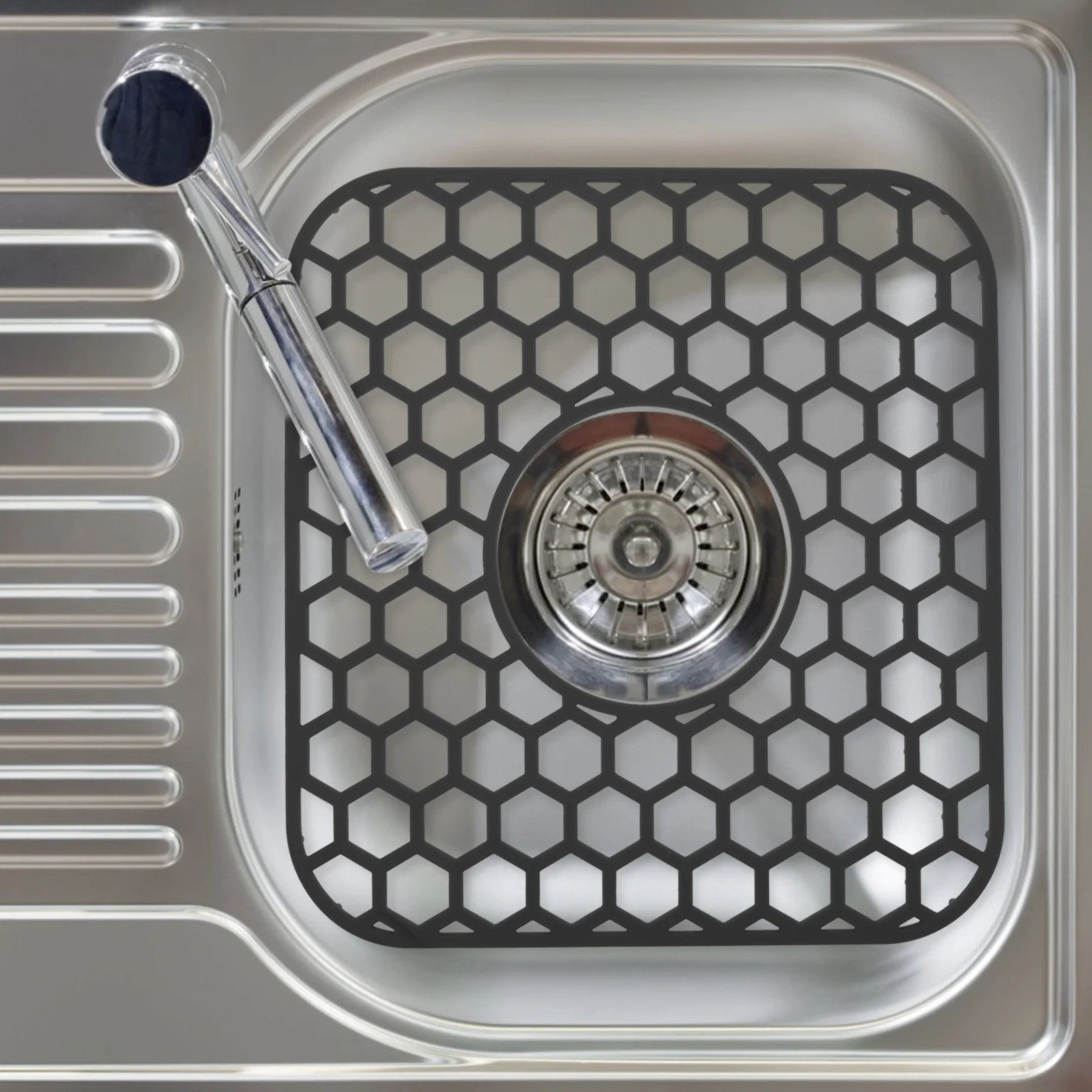 

2Pcs Honeycomb Silicone Sink Protector Mat Quick-Drying Non-Slip Heat-Resistant Kitchen Countertop Dish Drainer Water-Draining