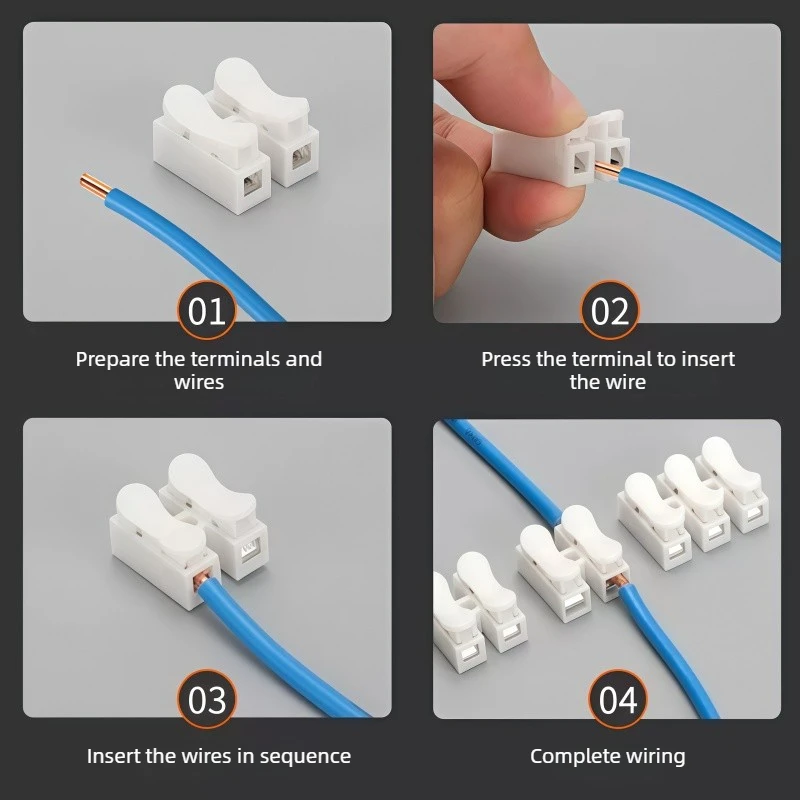 1000Pcs No Solding Quick 1P 2P Cable Wire Connector No Screw Terminal Block Spring Clamp