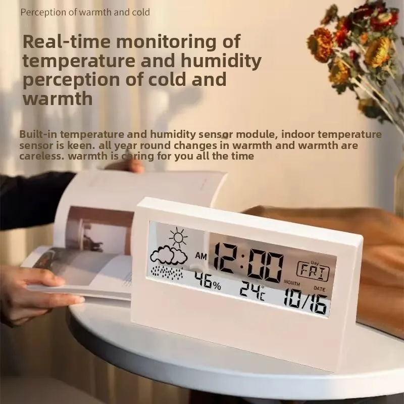 LED Thermometer Thermo-Hygrometer Multifunction Electronic Clock Temperature Humidity Meter Weather Station for Home With Alarm