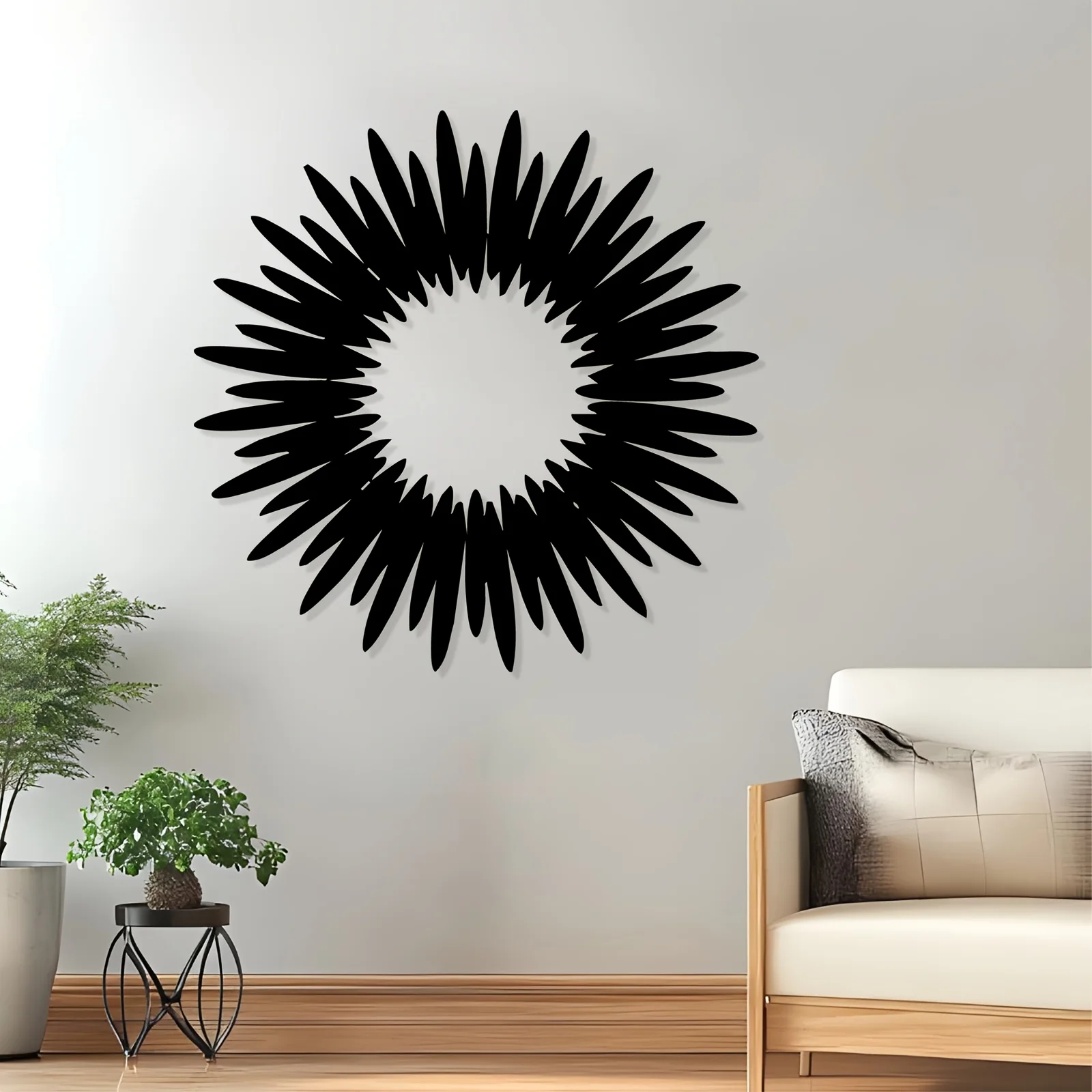 Sunburst Metal Wall Art, Weather-Resistant Iron Statue Mural, Indoor Outdoor Decor for Living Room Walls & Garden Fences