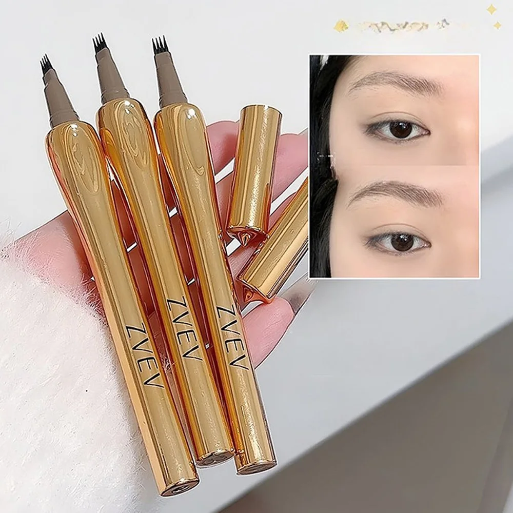 0.01mm Positioning Eyebrow Pencil 4 Point Ultra-fine Long Lasting Eyebrow Tattoo Pen No Blooming Waterproof 3D Wild Brow Makeup