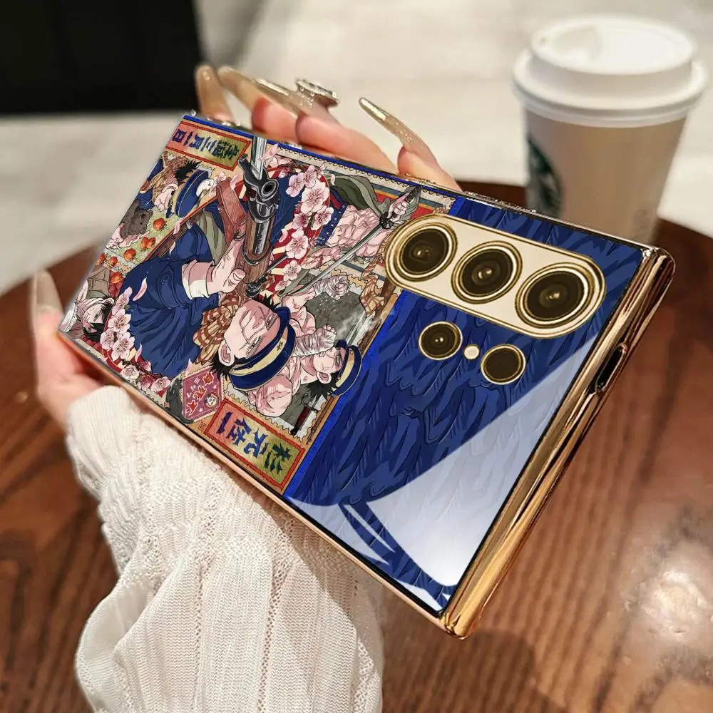 anime GOLDEN KAMUY Phone Case For Samsung S26 S25 S24 S23 S22 S21 Plus Ultra FE Edge Electroplated glass view 3