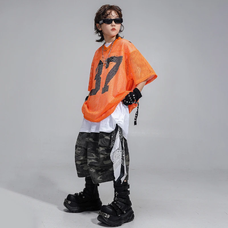 Ragazzi Hip Hop Danza Felpa Maglia Maglietta Camo Breve Ragazze K-pop Abiti da ballo di strada Set Bambini Bambini Adolescenti Costumi di scena