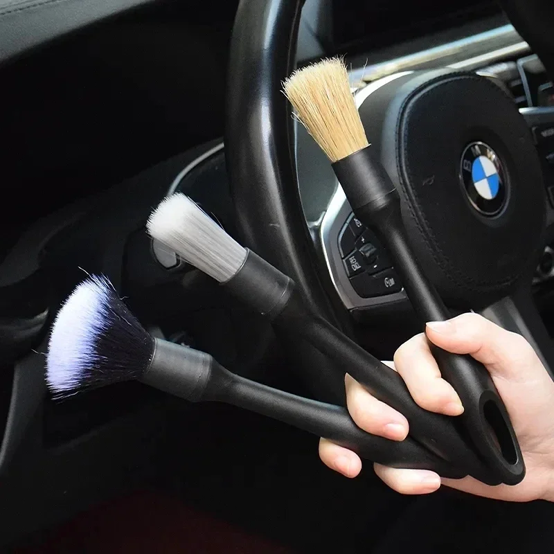 3PCS  Automotive Interior Detail  Brush Set Soft Synthetic  Wool  Instrument  Panel Clearance Air Conditioning Outlet Dust Brush