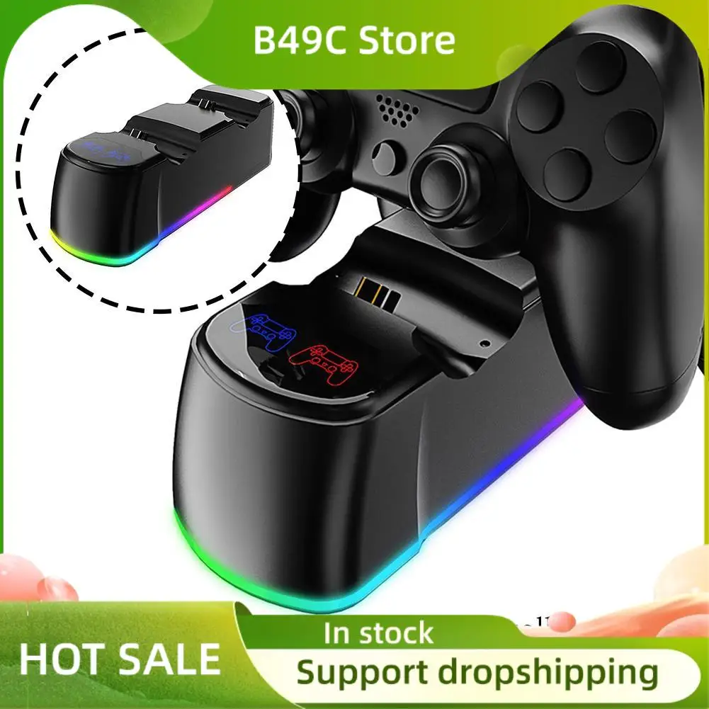 

B49C For Game Controller Charging Dual Seat Indicator Light Controller Blue Light Wireless Game Controller Charging Base Part