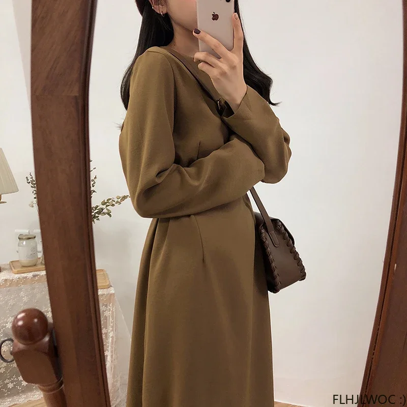 2024 Winter Spring New Arrivals Clothes Basic Wear Elegant French Design Women Split Slit Black Long Dress Feminine Vestidos