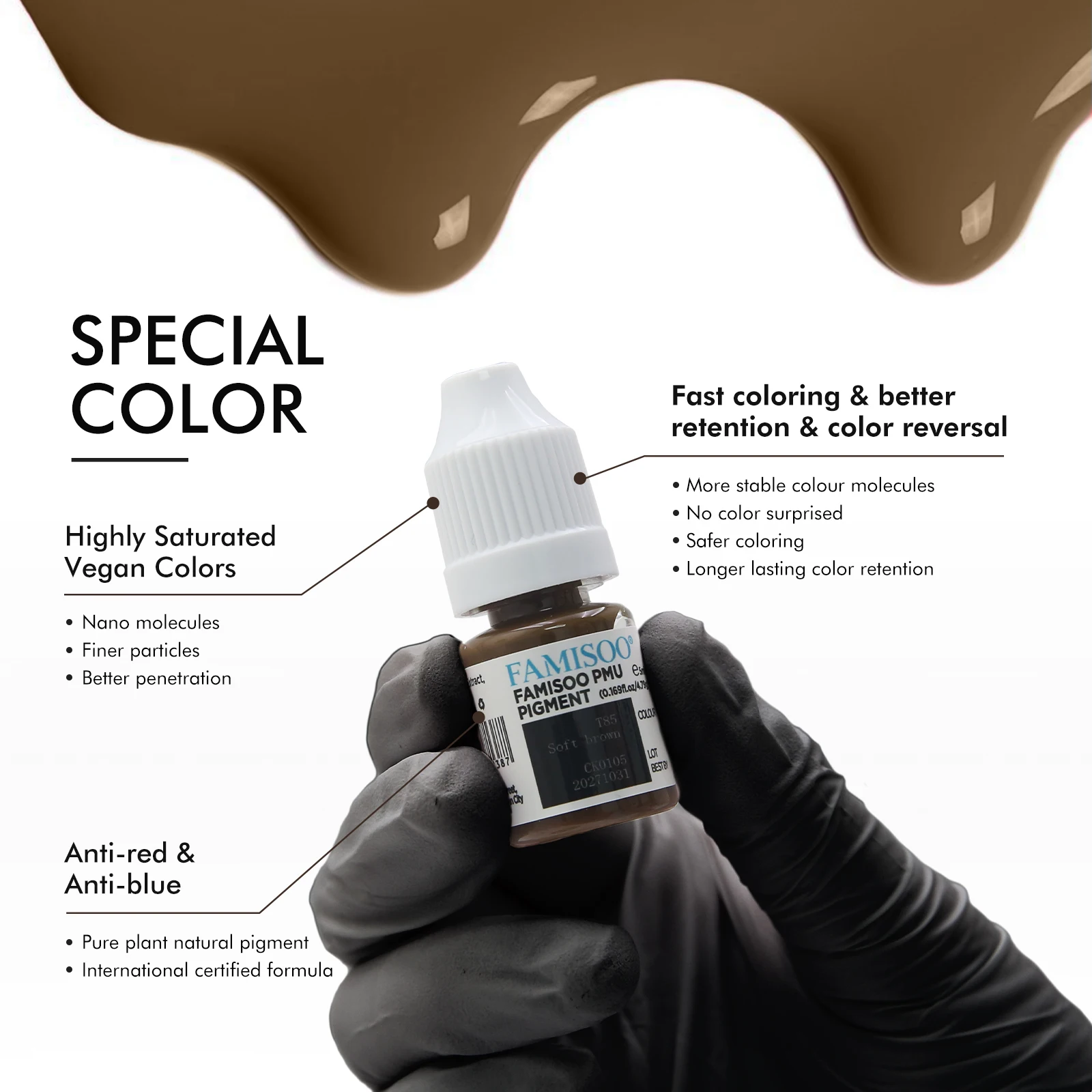 FAMISOO 35 Color 5ml Permanent Makeup Pigment Cream Pigment Series Eyebrow Micropigmentation Tattoo Inks For Brows Eyeliner