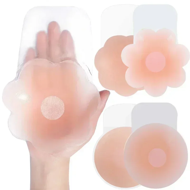 New Reusable Breast Petals Lift Silicone Nipple Cover Invisible Petal Adhesive Strapless Backless Stick on Bra Breast Stickers