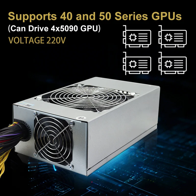 ONLY 220V 3600W ATX Power Supply Fully Modular PSU for AI Computing Design Deep Learning Support RTX 5090 GPU Server Workstation