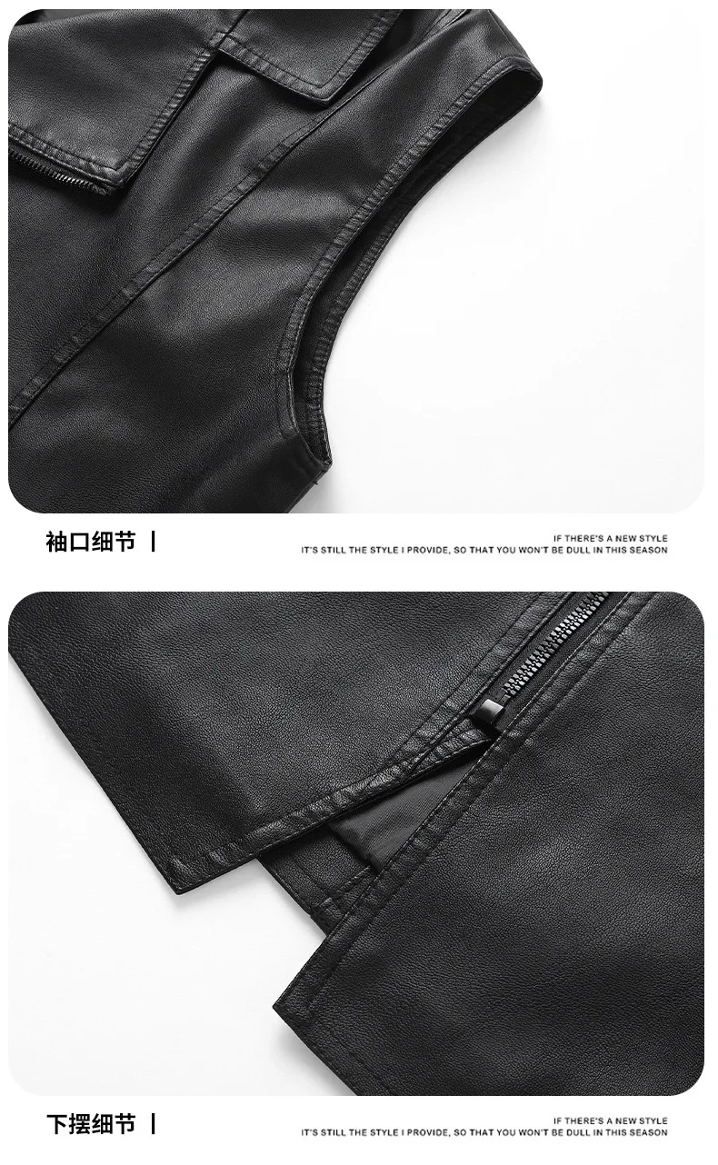 Motorcycle Spring Jacket / Lightweight Motorcycle Vest / Wild Child Leather Motorcycle Jacket for Men view 5