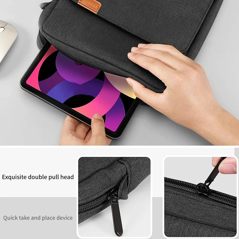 1 PCS Tablet Sleeve Case Black-Gray Polyester For Ipad Pro 11 Ipad 10Th Air 5 10.9 10.2 Inch 9Th 8Th Generation Tablet Bag Pouch