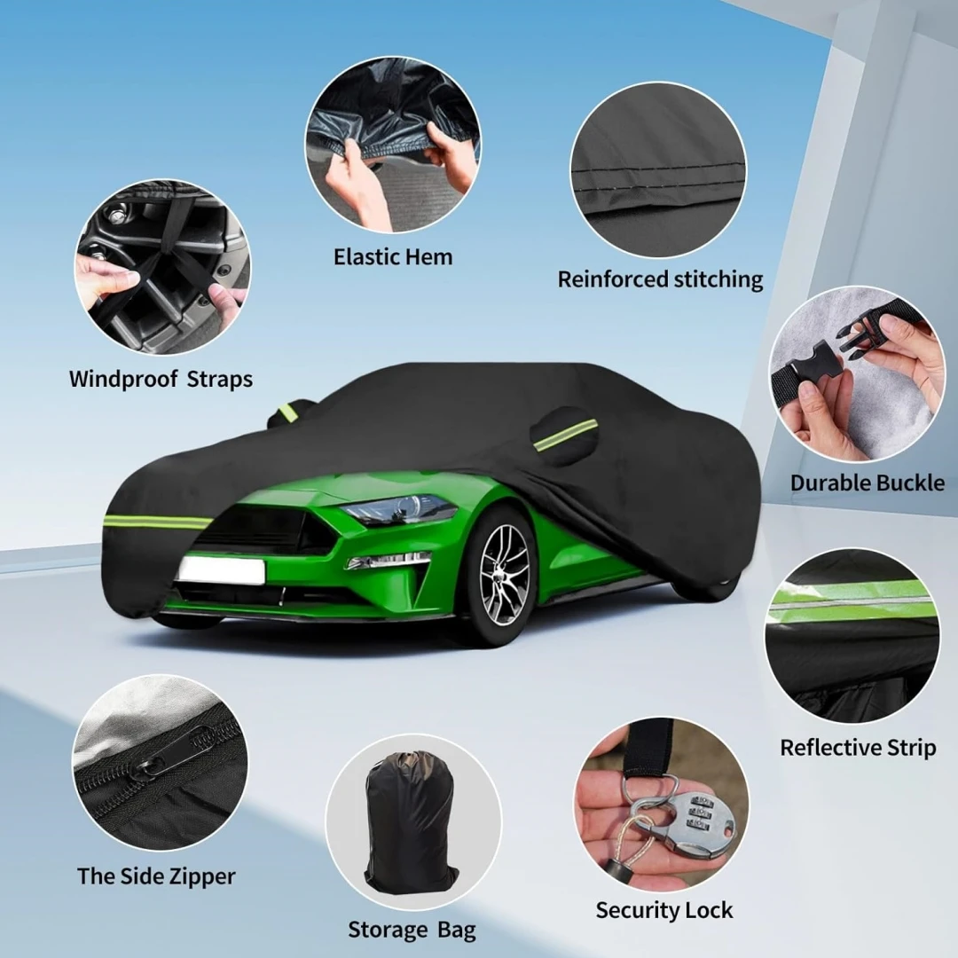 Waterproof Car Covers for 1994-2023 Ford Mustang GT Custom Heavy Duty Waterproof All Weather Protection Outdoor With zipper door