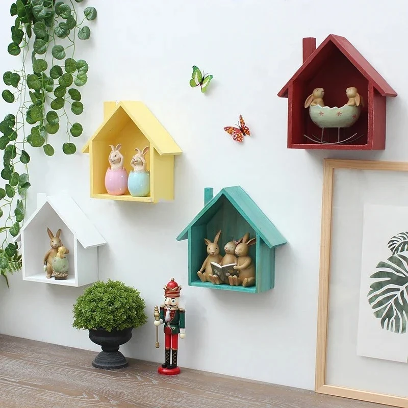 Colored Little House Bedroom Room Door Wall Storage Shelf