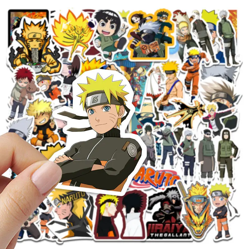 100 szt. Naklejki Naruto nie powtarzające się Uzumaki Naruto Kakashi Uchiha Sasuke Itachi Kawaii kreskówka wodoodporne zabawki Stiker