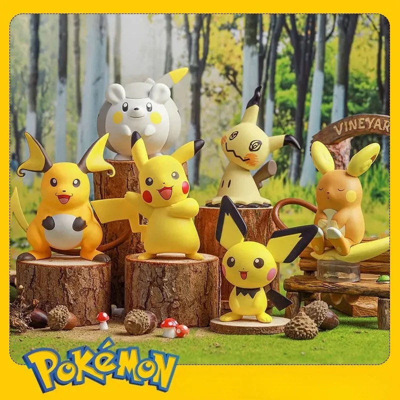 2025 * Pokemon Acchion Figuren Echt Pikachu Kawaii Mimikyu Togedemaru Raichu Anime Cartoon Speelgoed Model Verzamel Poppen Cadeau Voor Kinderen