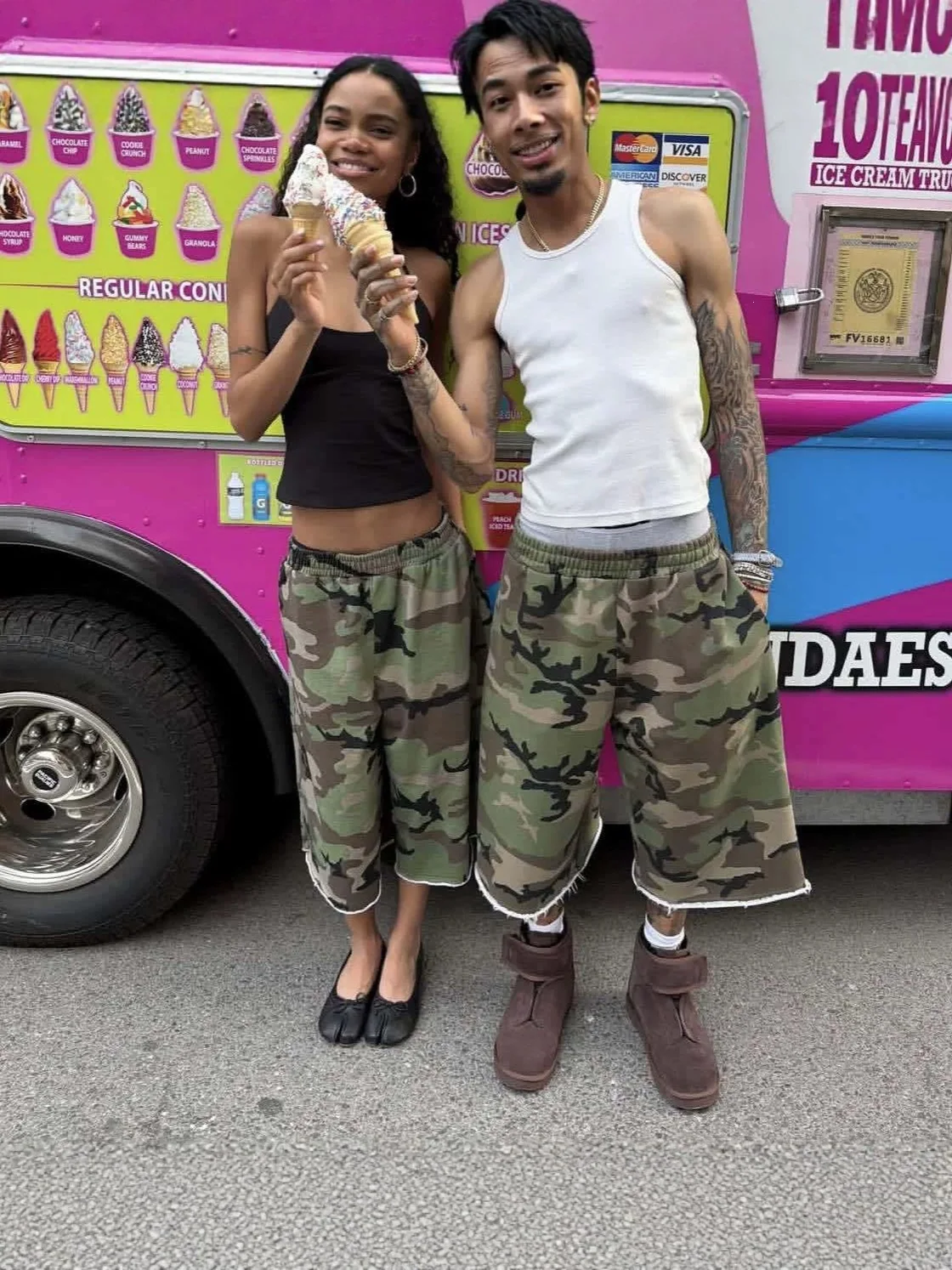 Summer American street camouflage wide leg casual pants