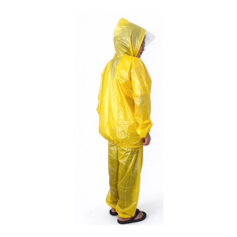 Men Women Hooded Pullover Plastic Suit PVC Sauna Suit Sweat Lose Waterproof Rainrpoof Pullovers with Trouser 2-piece Set