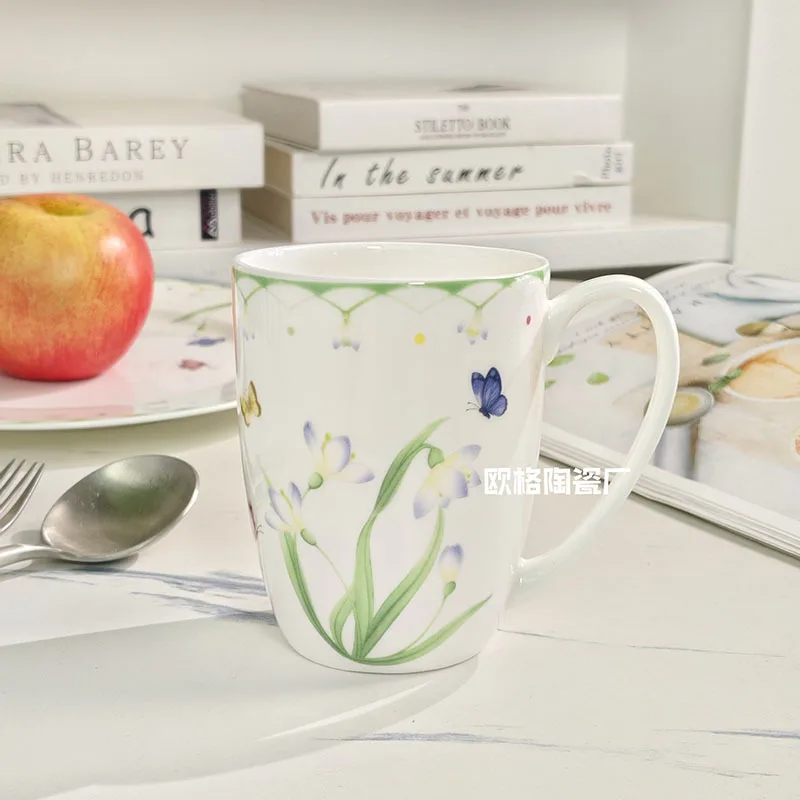 

Spring Overflow Color Design Simple Tableware Set Bowl Spoon Plate Exquisite Bone China Mug and Home Coffee Cup Saucer