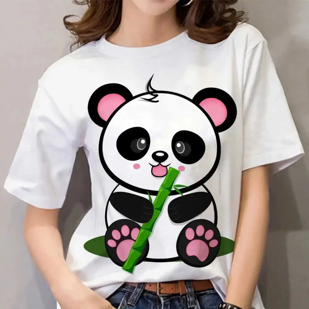 new style Panda Print Women's Casual Short Sleeve Fashion Everyday Everything T-shirt Oversized T Shirt  Aesthetic Clothes Tee