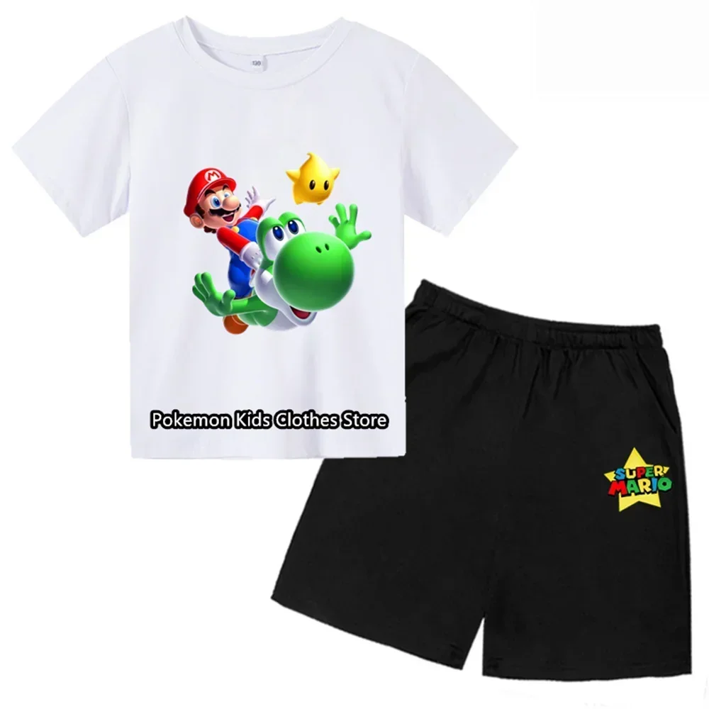 2024 summer Super sonic T-shirts Boy Cartoon Tops Tees Children's Clothing Boys T-Shirt Shorts Child Baby Girl Clothes Set