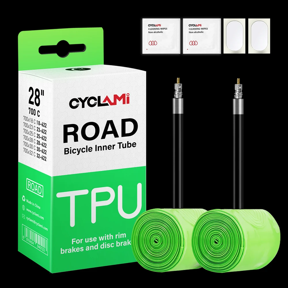 CYCLAMI TPU 소재 초경량 자전거 내부 튜브, 로드 MTB 자전거 타이어, 프렌치 밸브 타이어 수리 도구, 700C, 18, 32, 45mm, 65 mm 길이