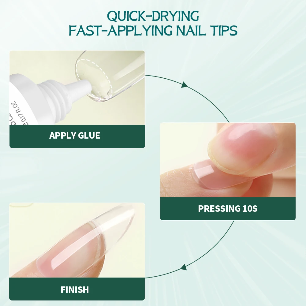 Semi-vaste nagellijm en nagelverwijderingsset voor druk op nagels Sneldrogend Geen UV-lamp nodig Supersterke hechting Nagelbindlijm