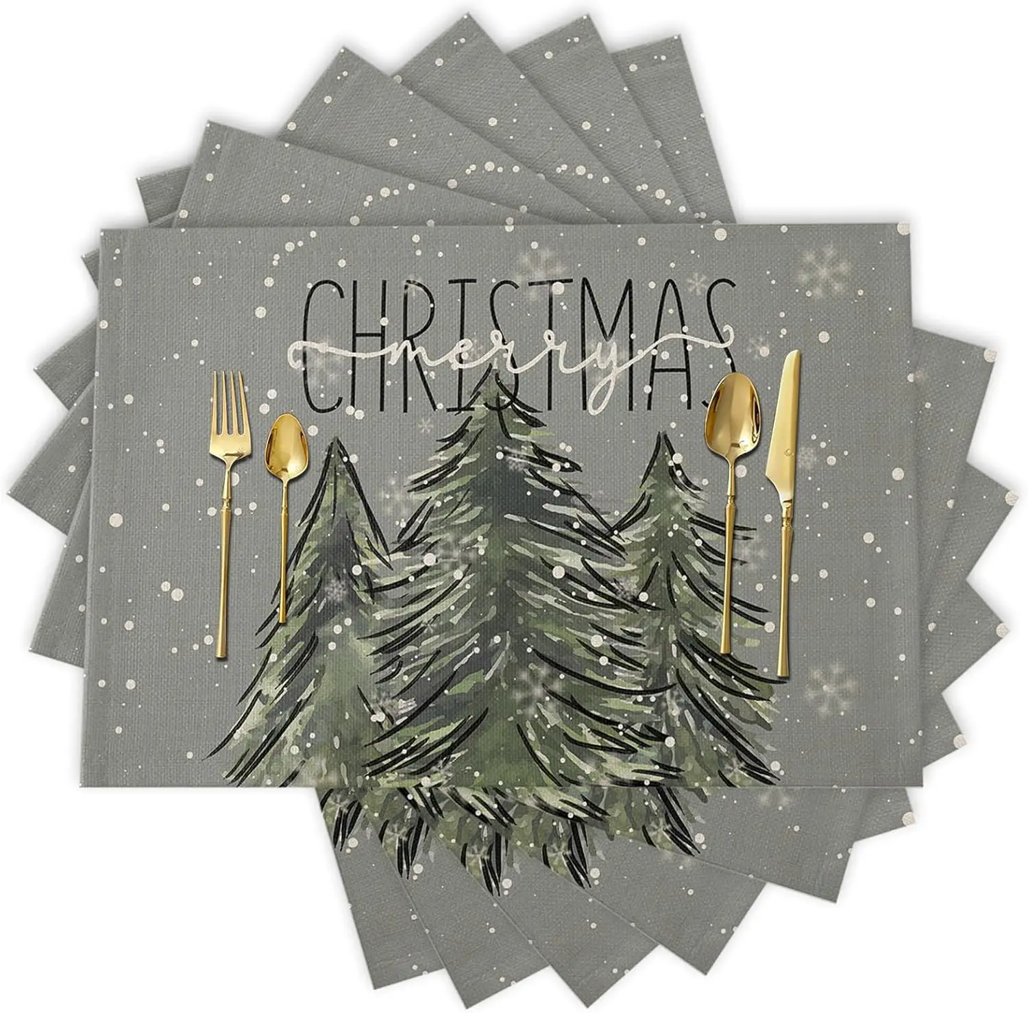 Christmas Pine Trees Table Mats for Kitchen Dining Decor Reusable Winter Holiday Kitchen Placemats Christmas Decorations