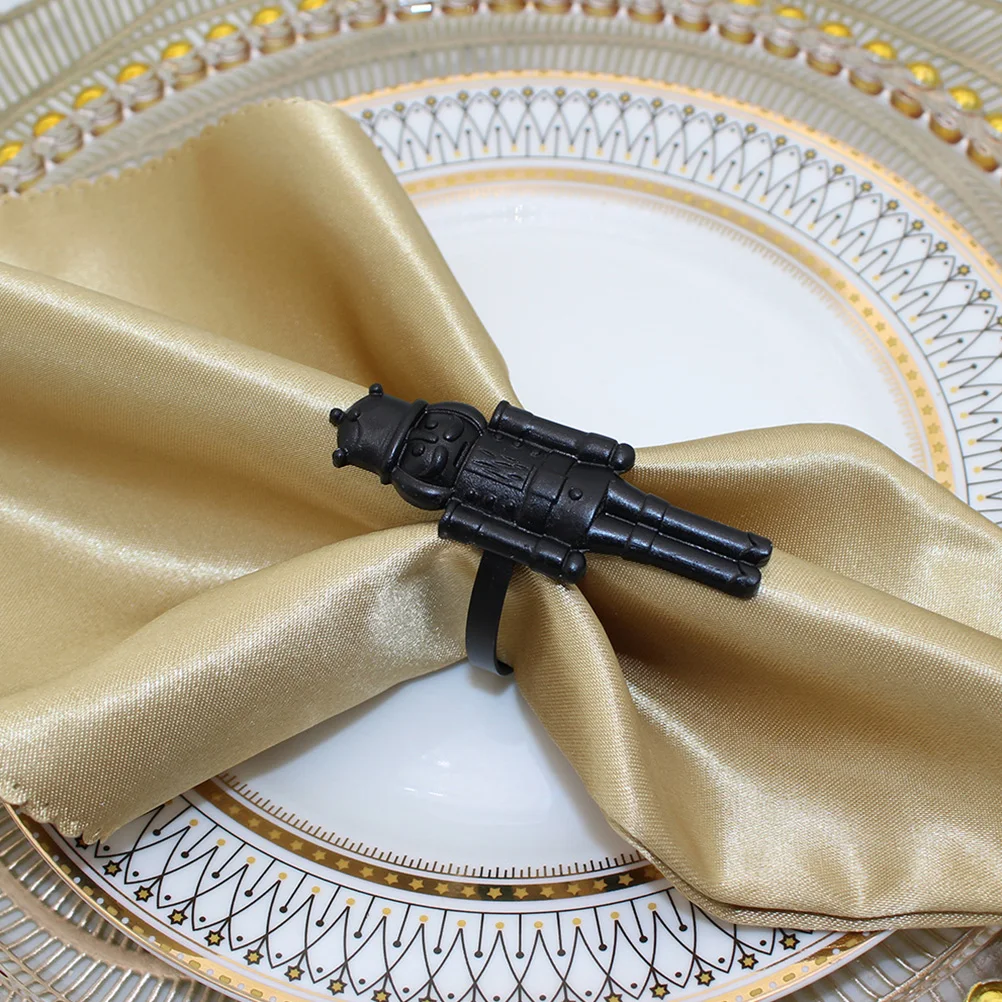 

2Pcs Nutcracker Napkin Rings Christmas Metal Holders Holiday Table Decor Party Dining Cloth Rings Elegant Napkin Buckle