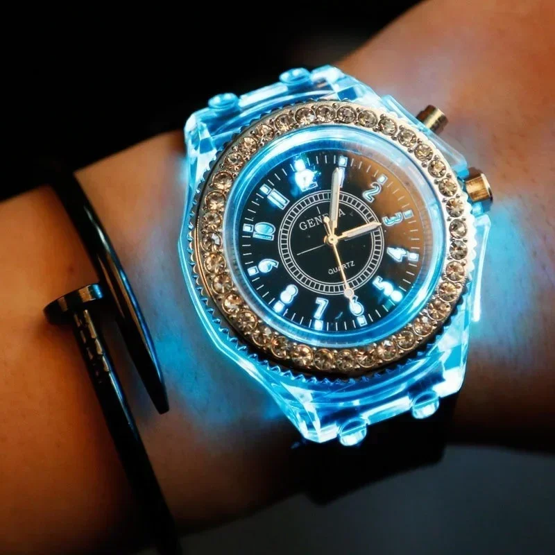 Ladies Classic Watch LED Light Digital WatchS Couple Watch Silicone Quartz Luminous Watchs Jelly Color Luminous Watch