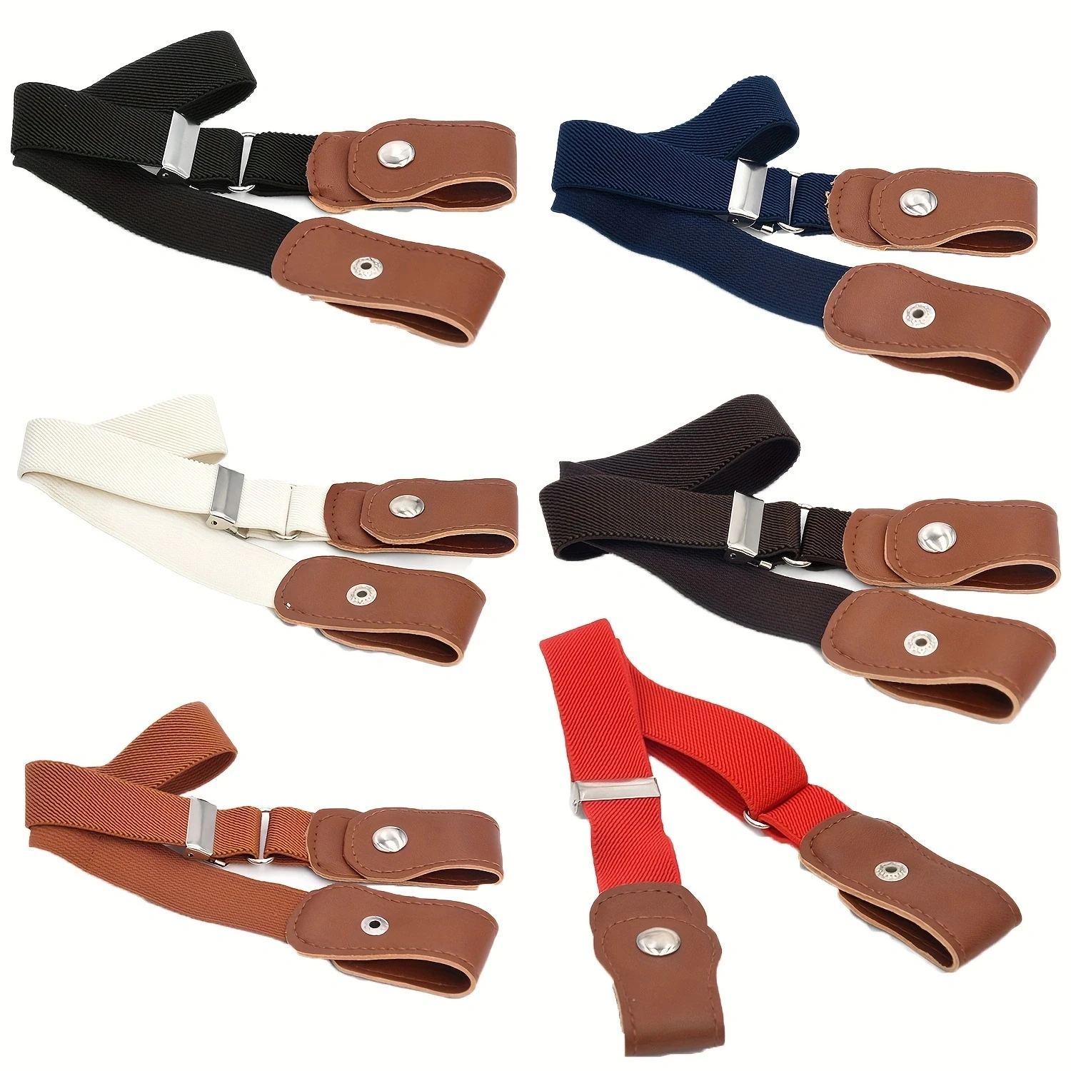 Solid Color Simple Elastic Belt Casual No Buckle Stretch Belt Adjustable Invisible Belts For Girls