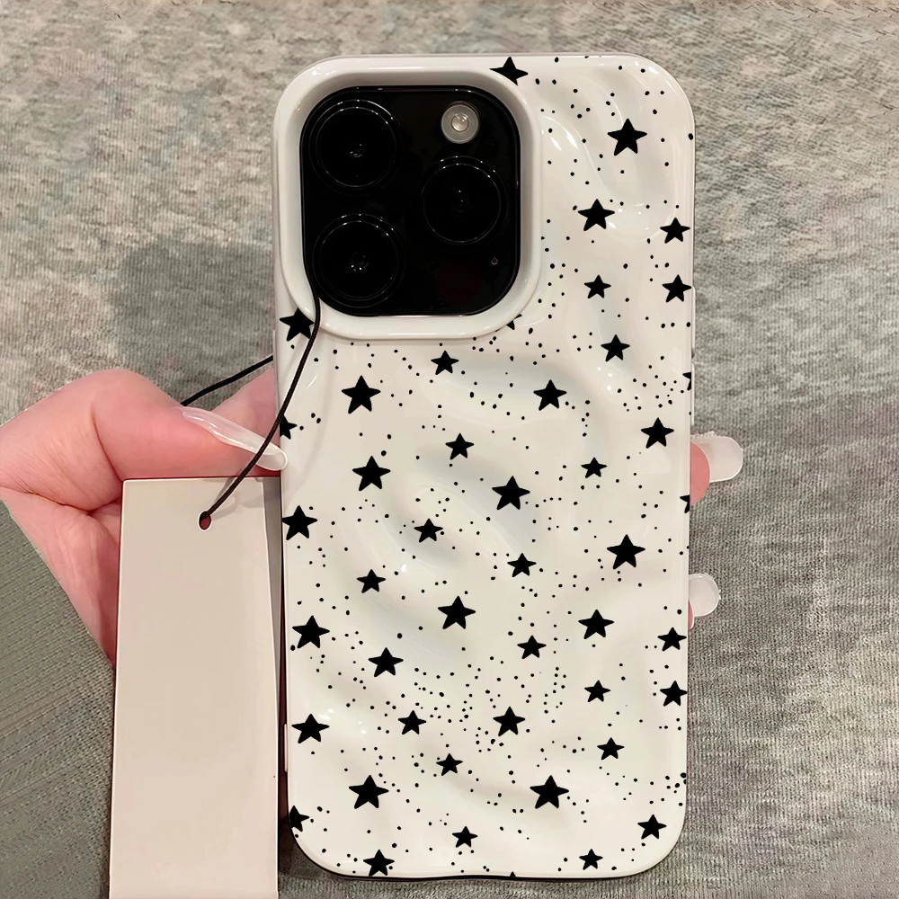 Fashion Star Polka Dot Muster Handyhülle für iPhone 17 16 15 14 13 12 11 Pro Max 14 Plus 17Air Falten-Wellen Weiche Silikonhülle – Detail 12