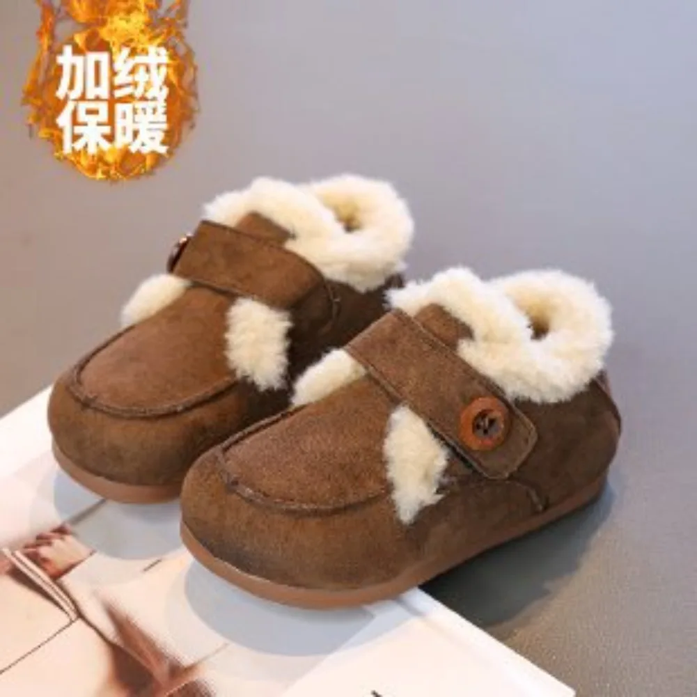 Bottines d'hiver en polaire pour filles, chaussures chaudes et souples, antidérapantes, en coton, courtes de neige décontractées pour enfants de 3 à 13 ans, 2025