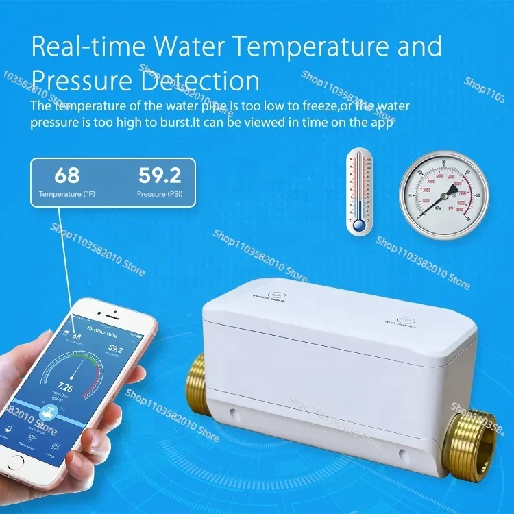 Tuya Water Pressure Temperature Measurement WiFi Water Flow Meter Smart Life Water Leak Control Solenoid Valve